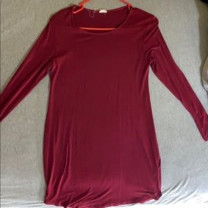 Maroon T-shirt dress